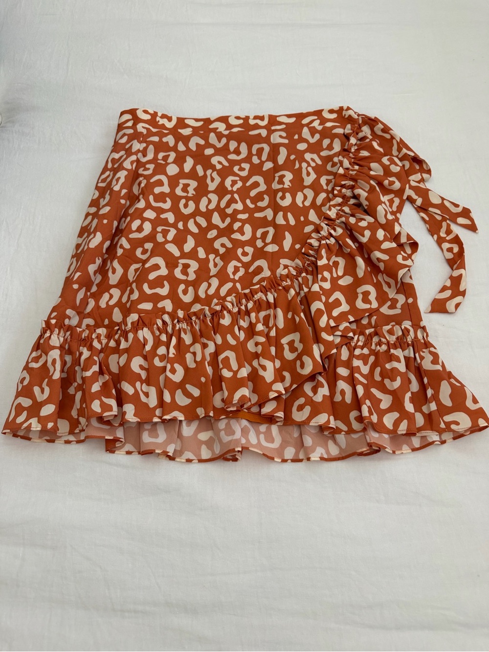 Hutch Rust and Ivory Ruffle Wrap Mini Skirt